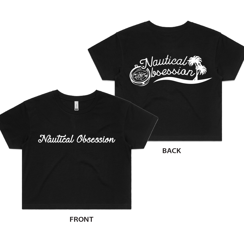 Nautical Obsession - Womens Crop Tee - Black