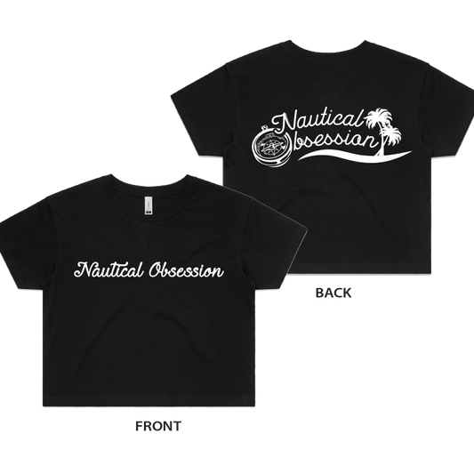Nautical Obsession - Womens Crop Tee - Black